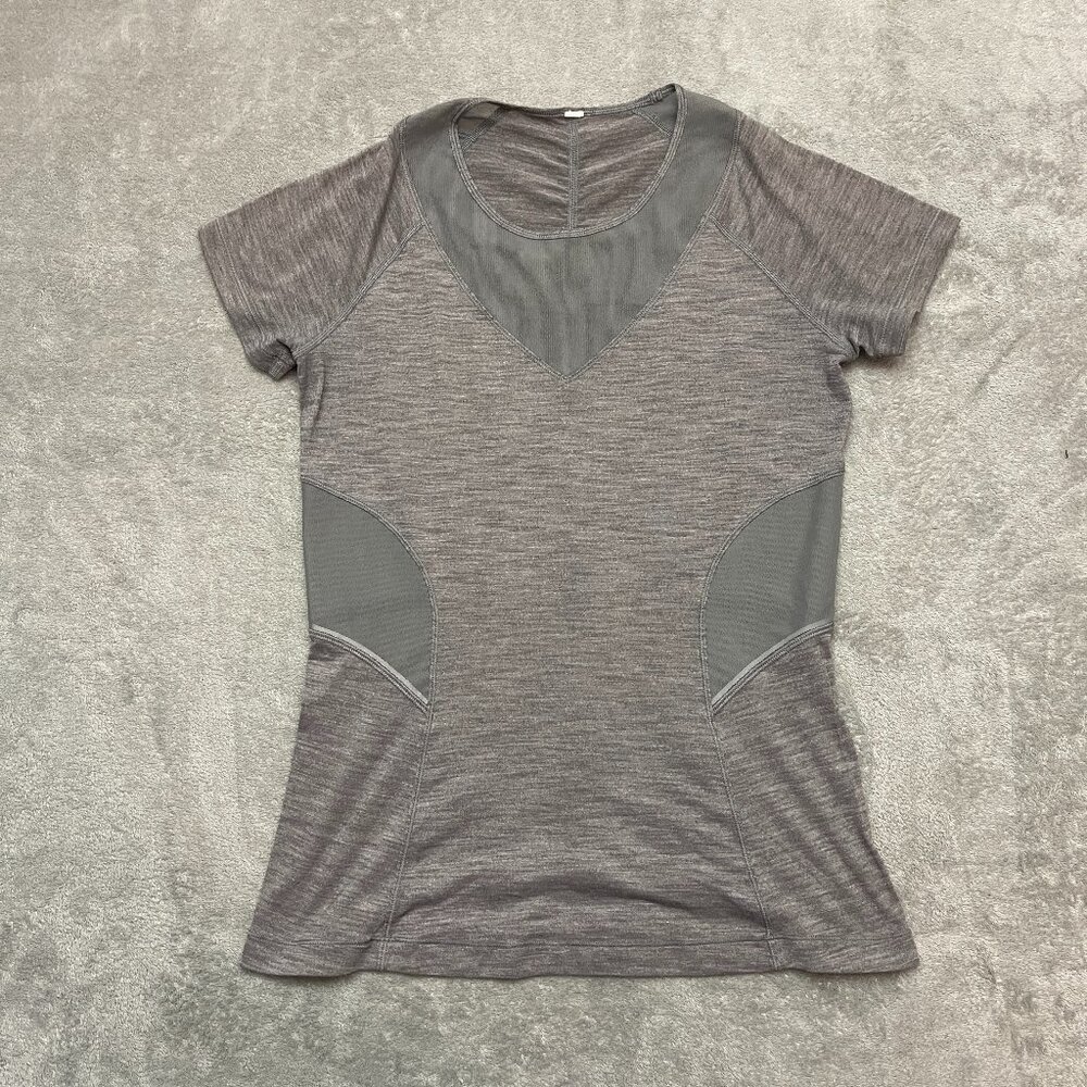 Lululemon Mesh With Me Short Sleeve Heathered Slate Size 4